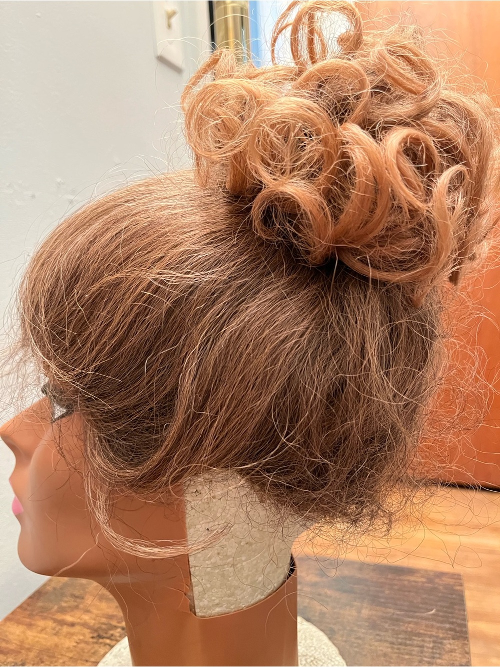 Nitique Lace Front Ponytail Updo Wig Human Hair Blend Chestnut Brown Extension